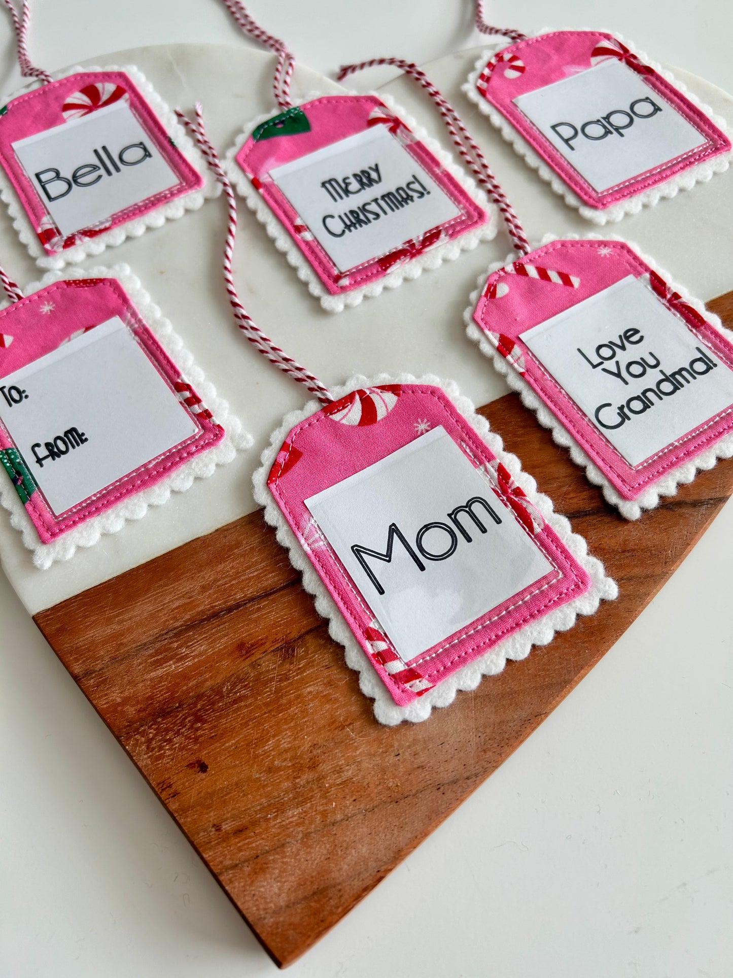 2 Pink Christmas Gift Tags