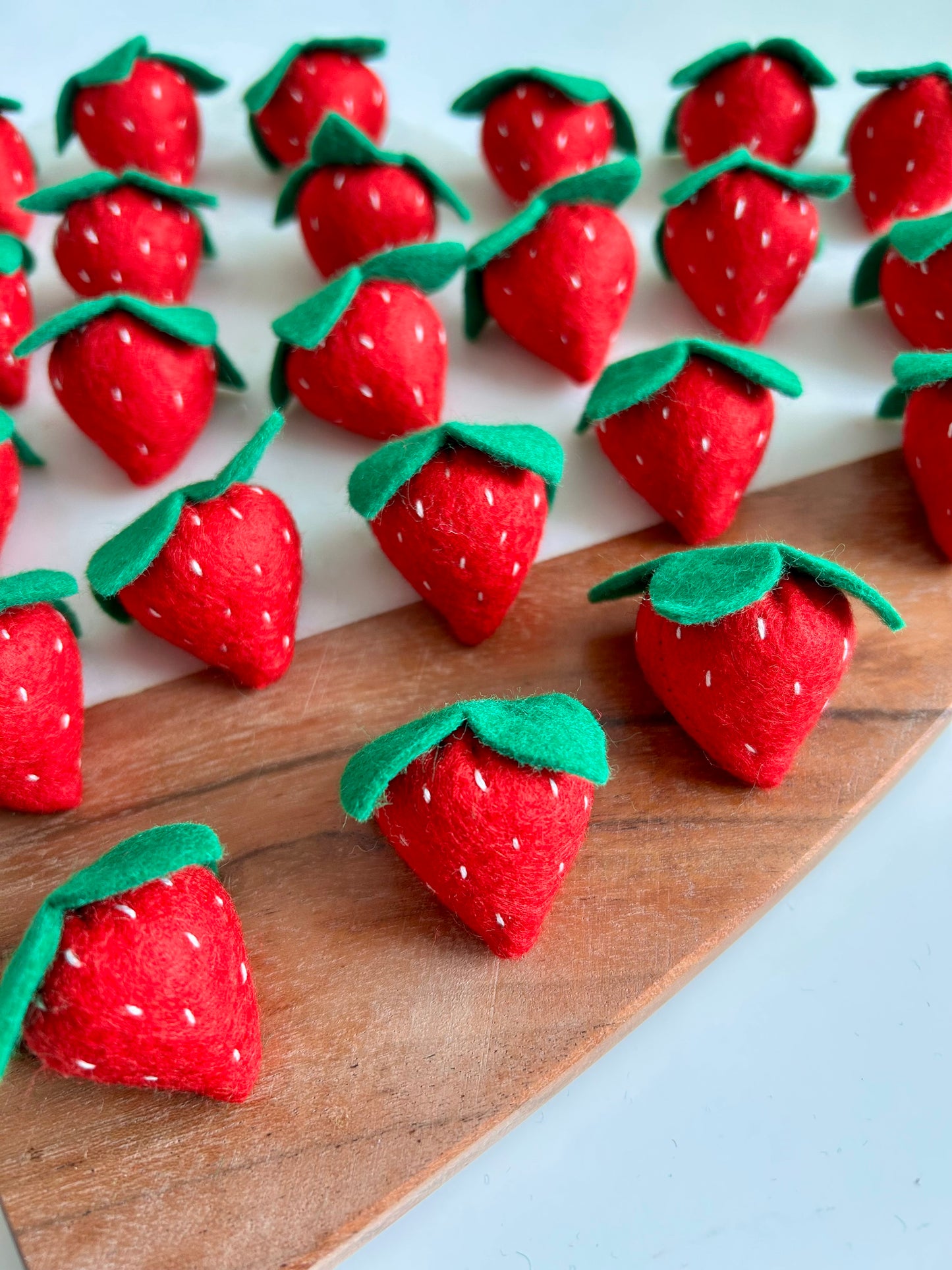 3 Felt Strawberries