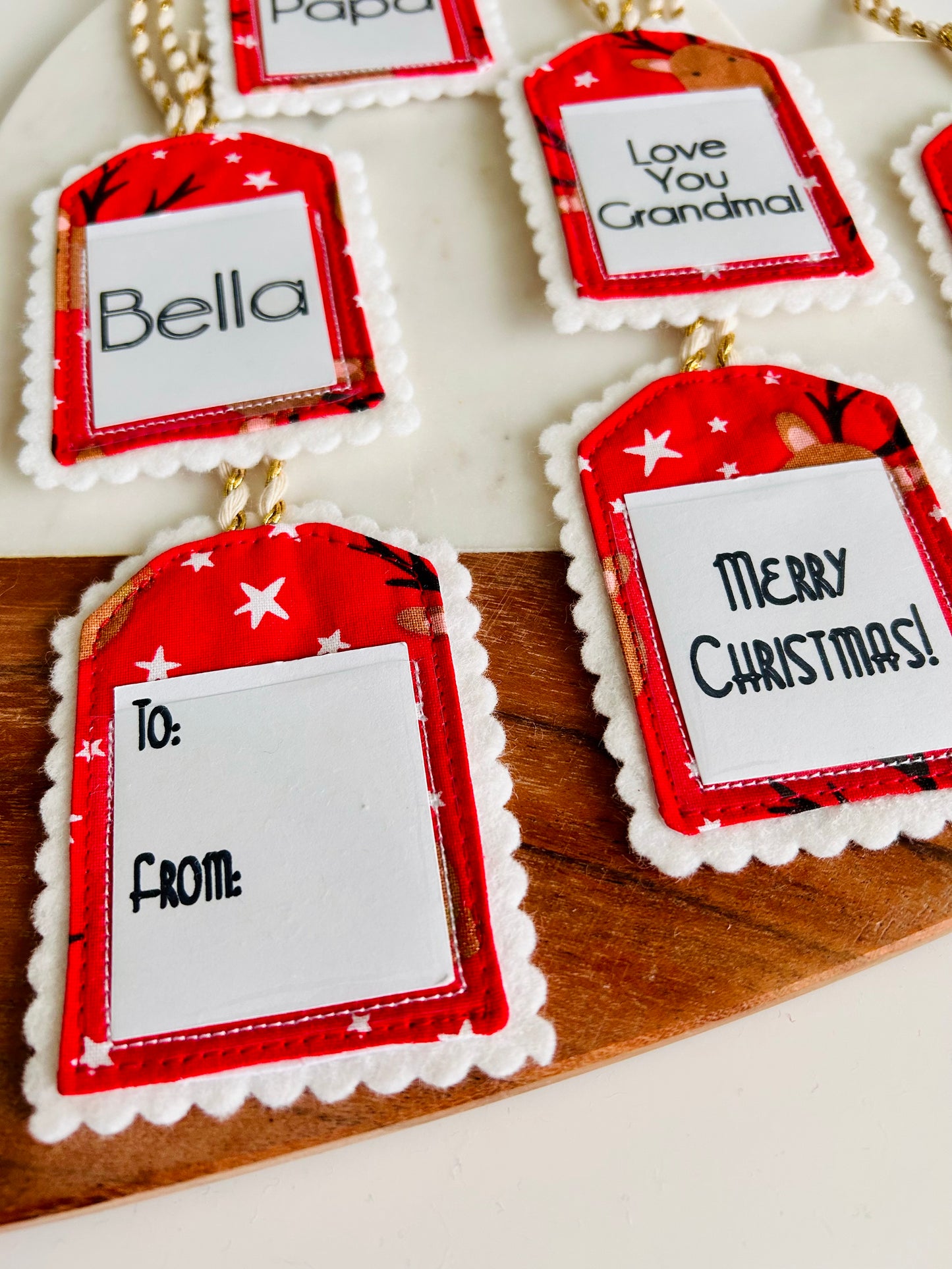 2 Red Reindeer Christmas Gift Tags