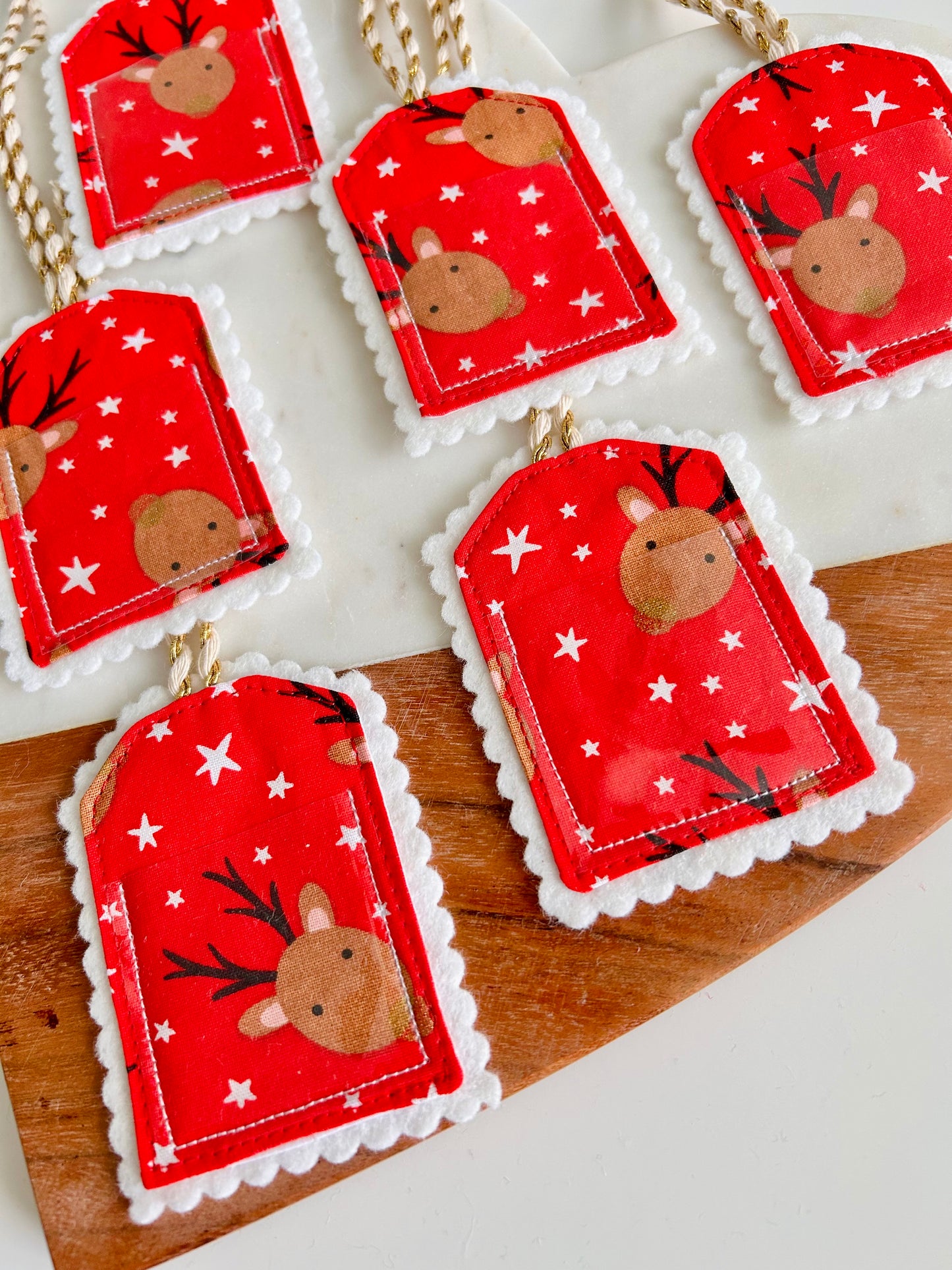 2 Red Reindeer Christmas Gift Tags