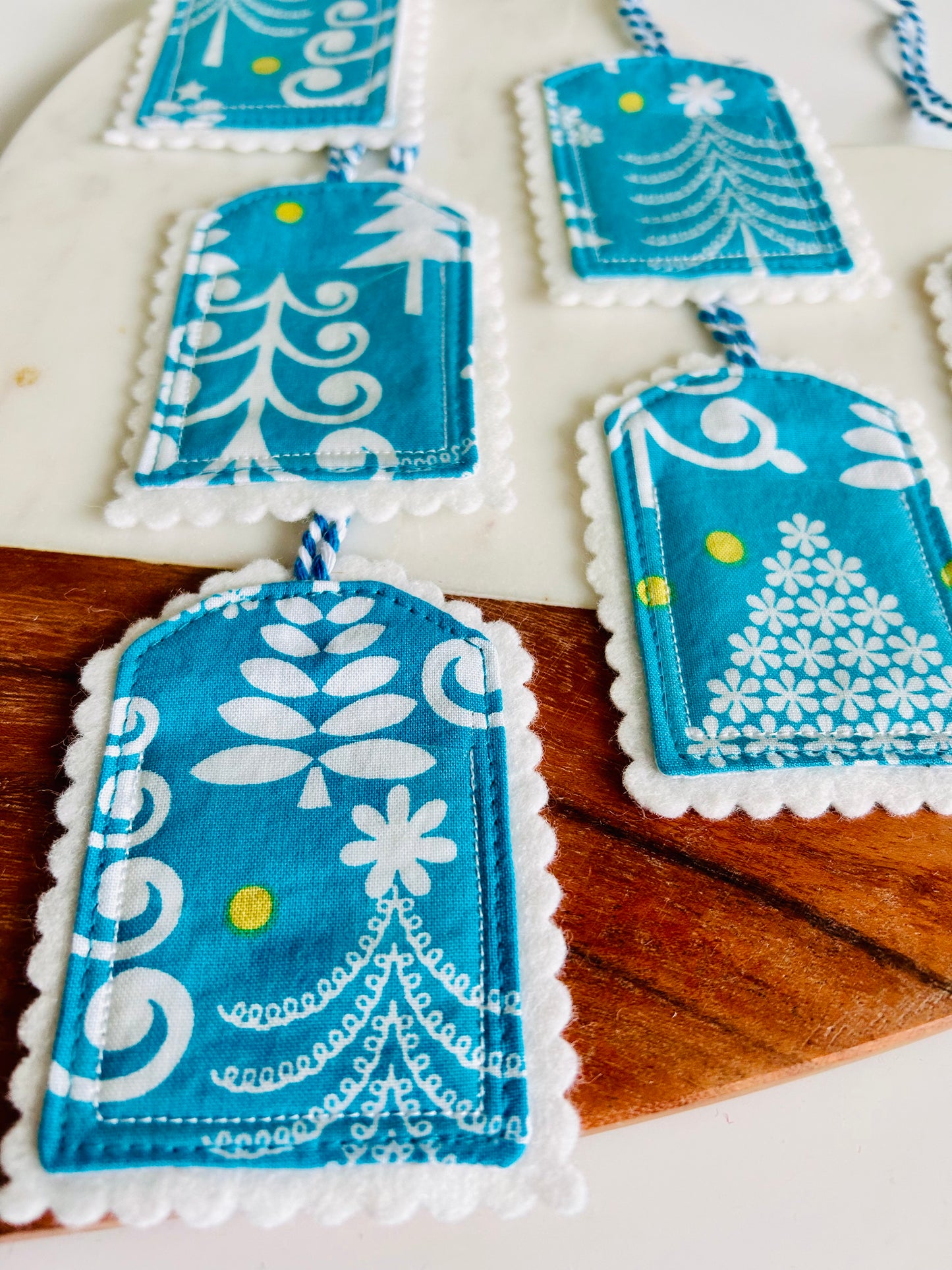 2 Blue Christmas Tree Gift Tags