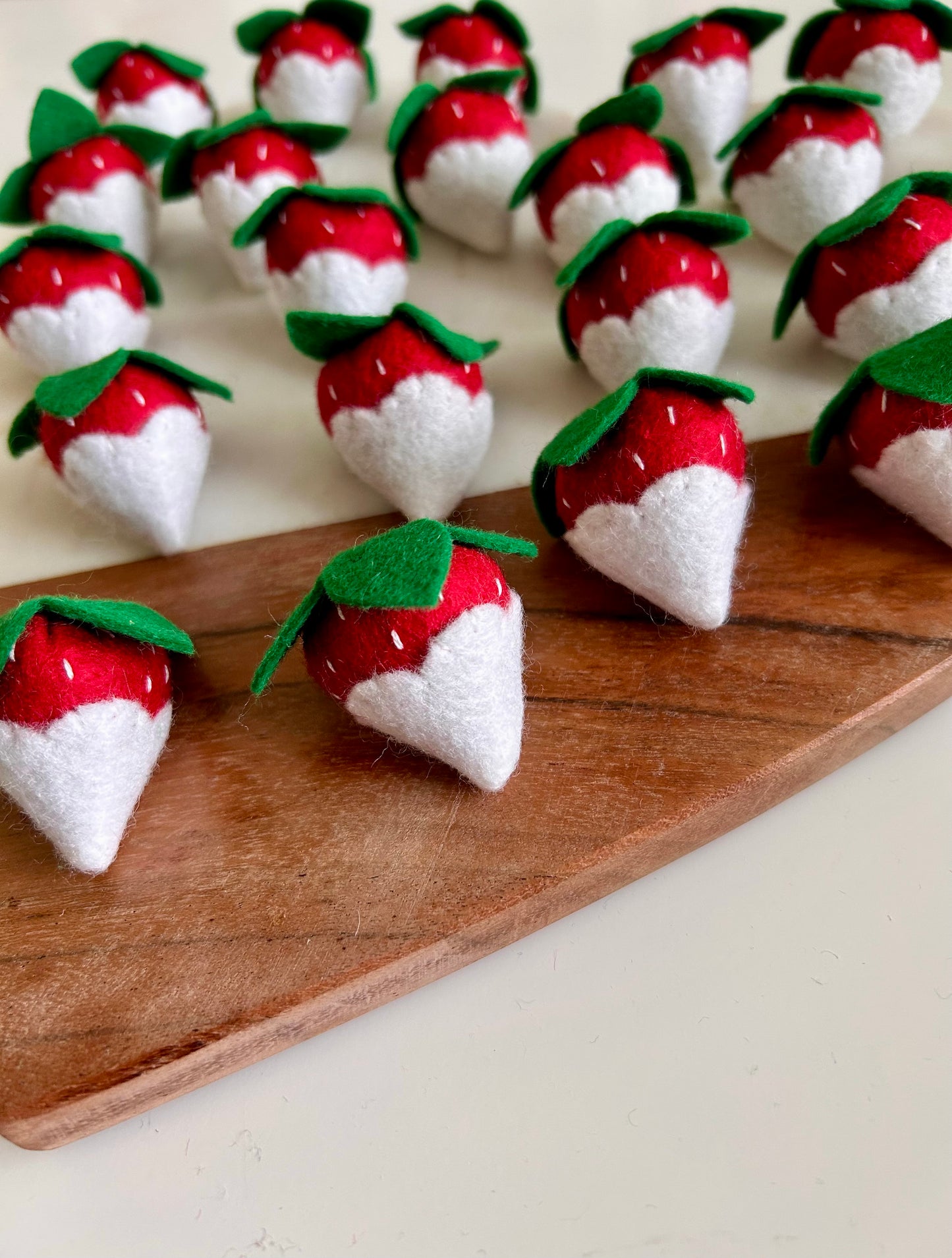 4 Felt White Chocolate Covered Strawberries