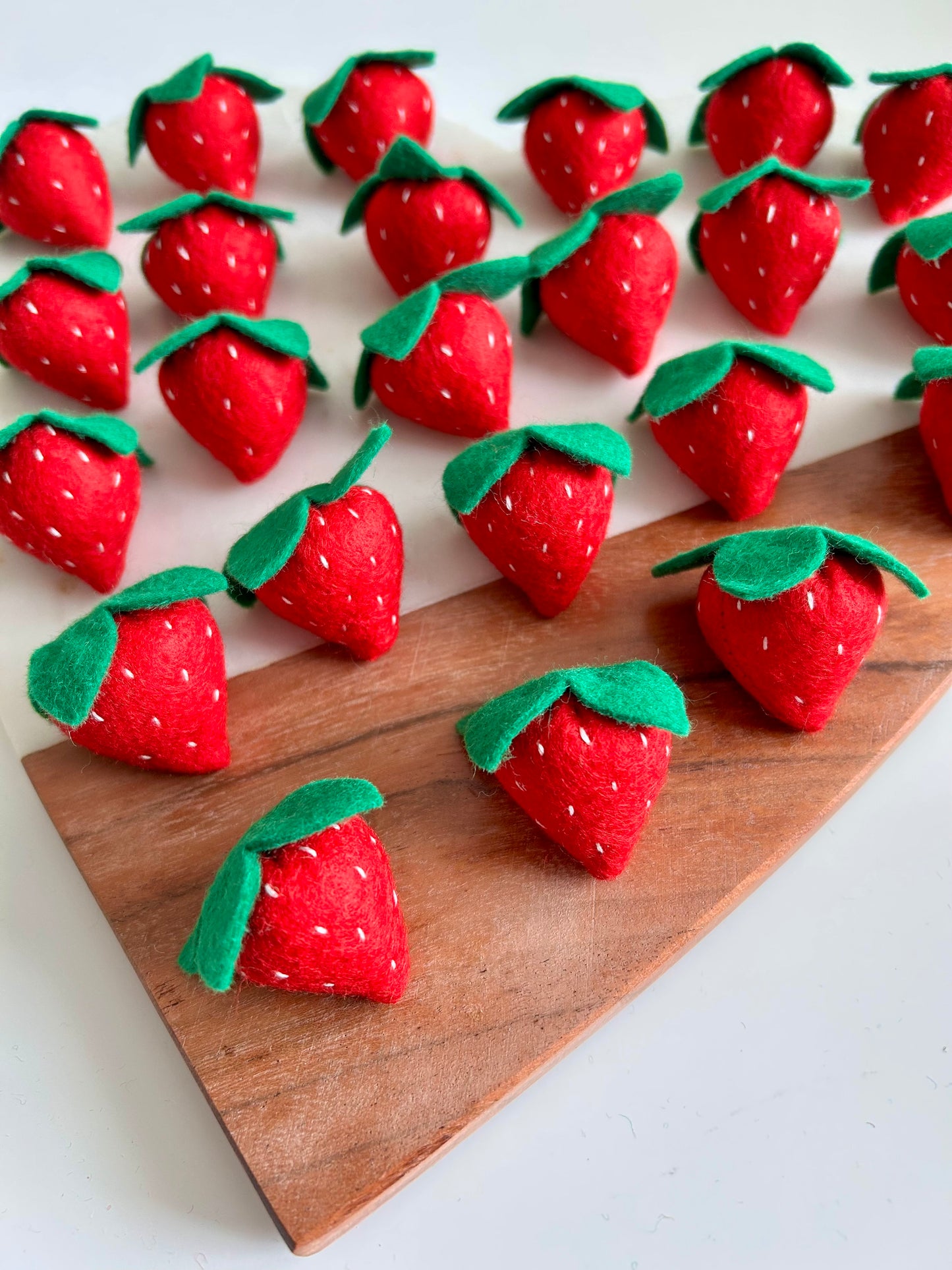 3 Felt Strawberries