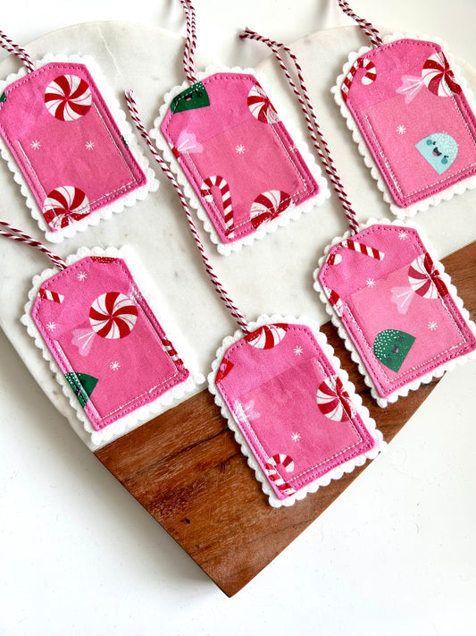 2 Pink Christmas Gift Tags