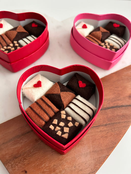 Felt Chocolate Candy in Heart Shaped Box