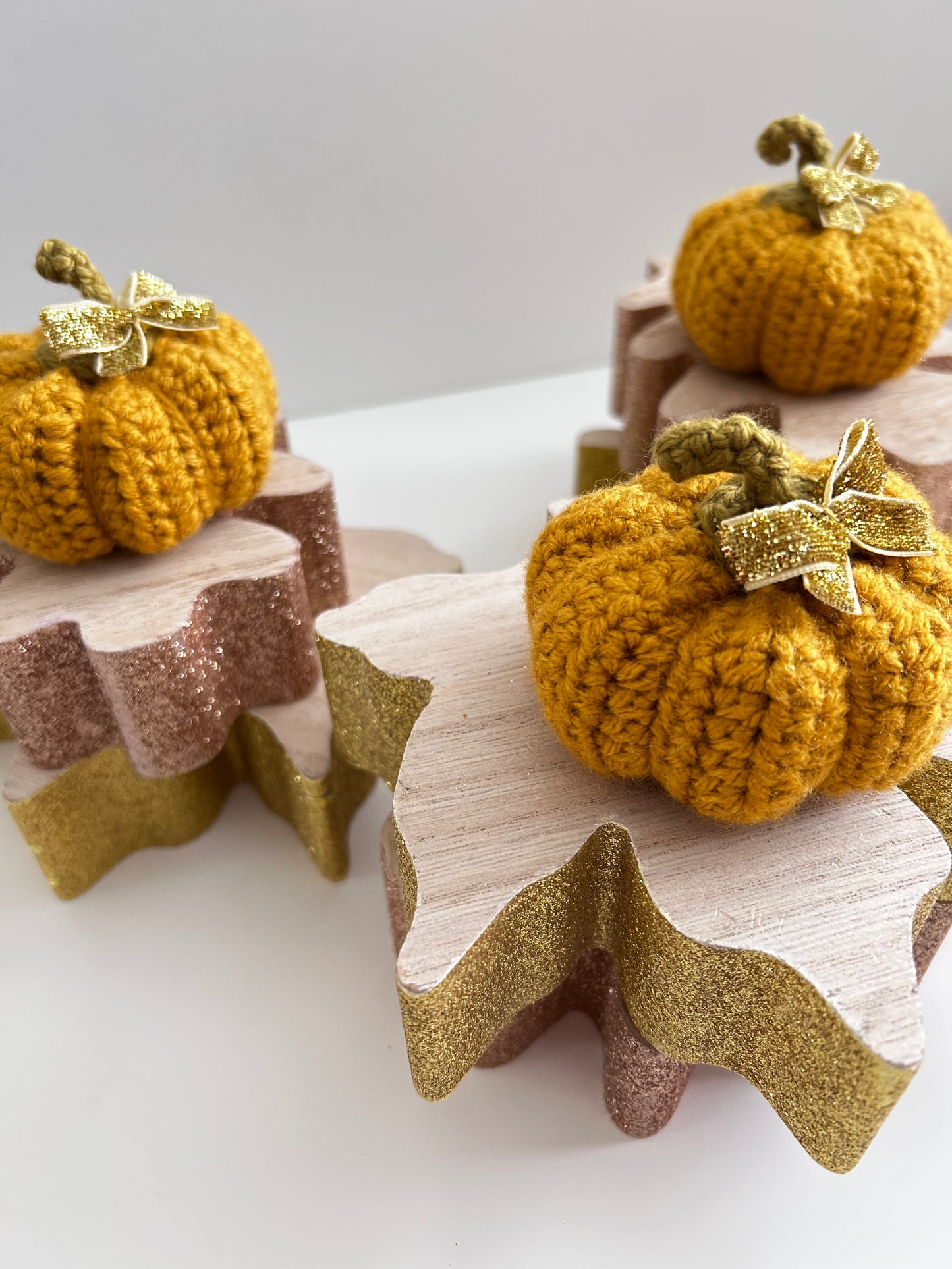 Crochet Gold Bow Yellow Pumpkin