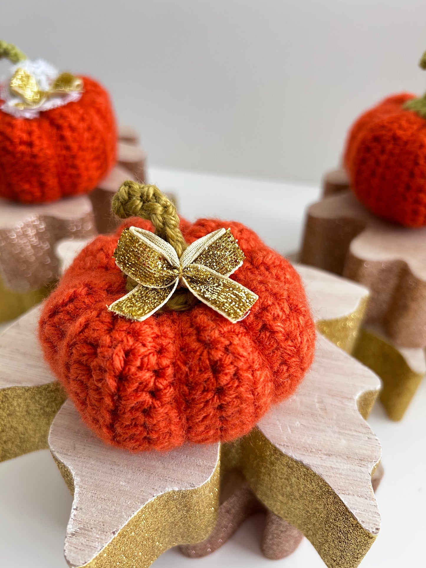 Crochet Orange Bow Pumpkin