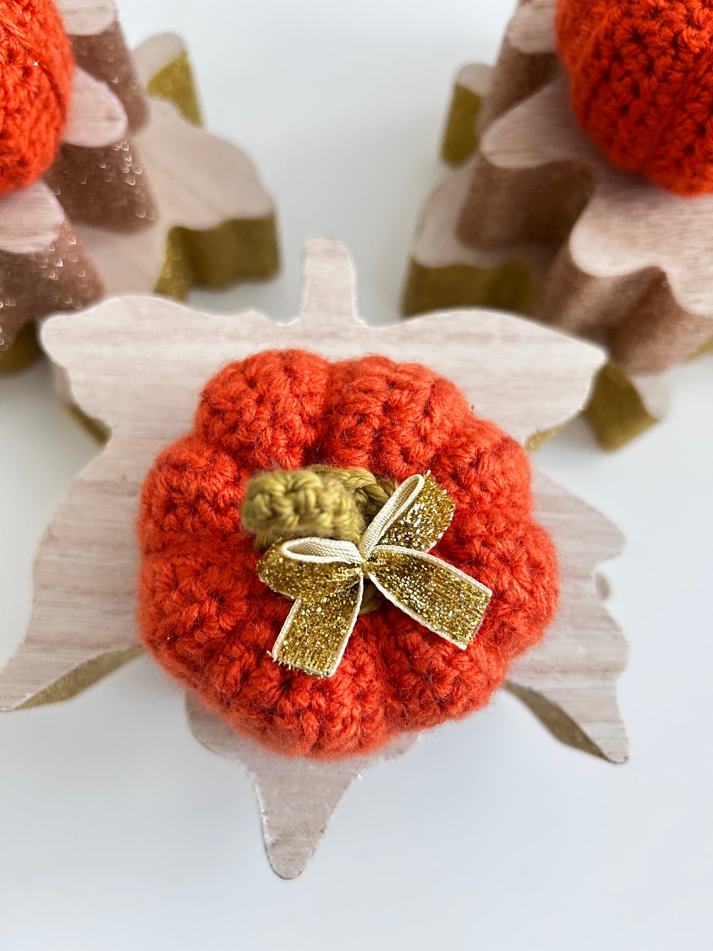 Crochet Orange Bow Pumpkin
