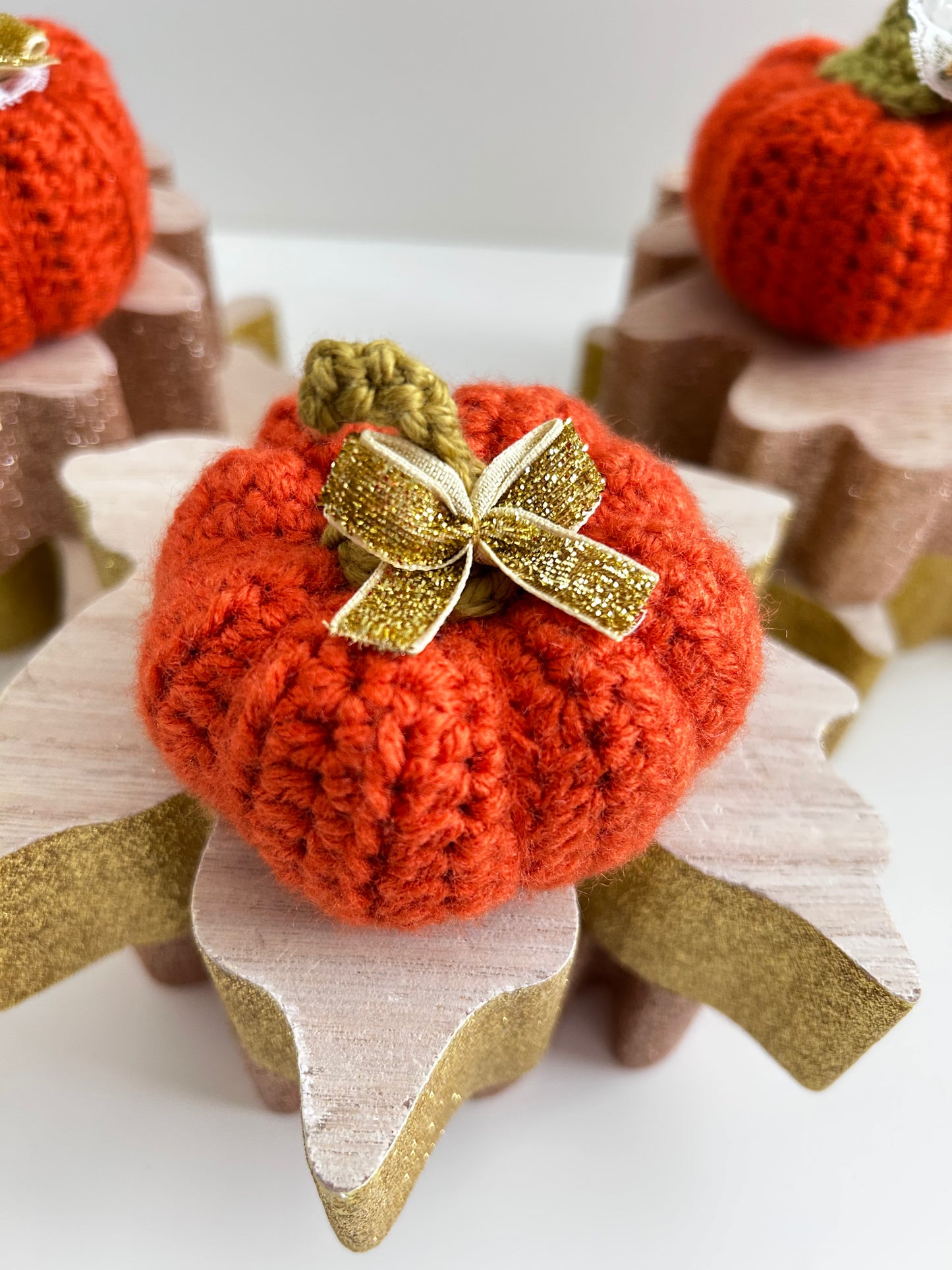 Crochet Orange Bow Pumpkin